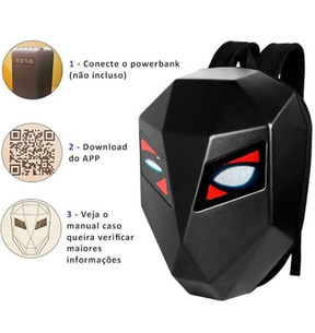 Mochila LED com Compartimento para Capacete, Notebook e USB