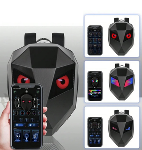 Mochila LED com Compartimento para Capacete, Notebook e USB