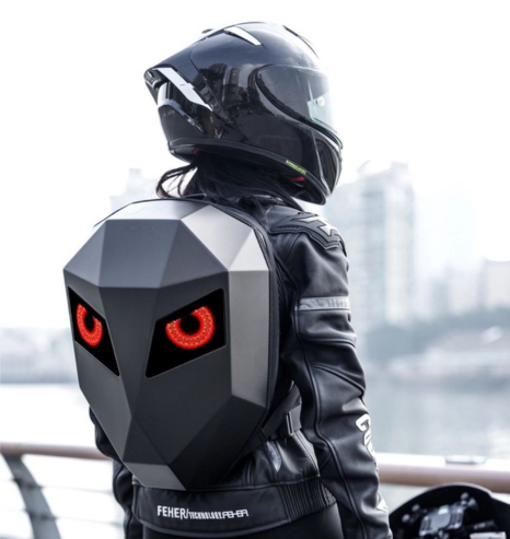 Mochila LED com Compartimento para Capacete, Notebook e USB