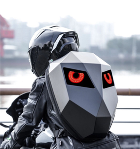 Mochila LED com Compartimento para Capacete, Notebook e USB