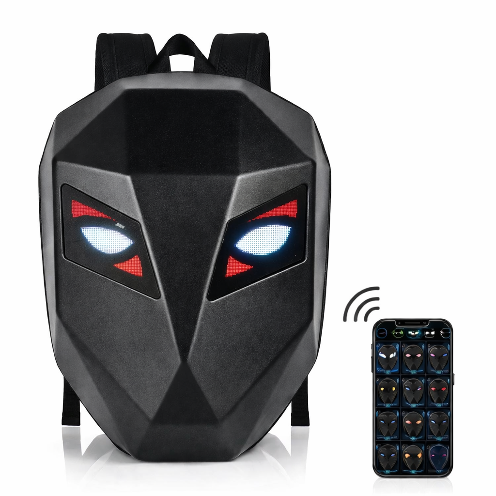 Mochila LED com Compartimento para Capacete, Notebook e USB