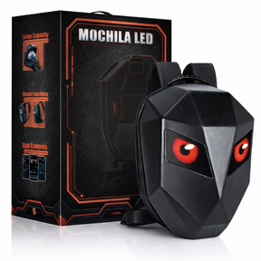 Mochila LED com Compartimento para Capacete, Notebook e USB